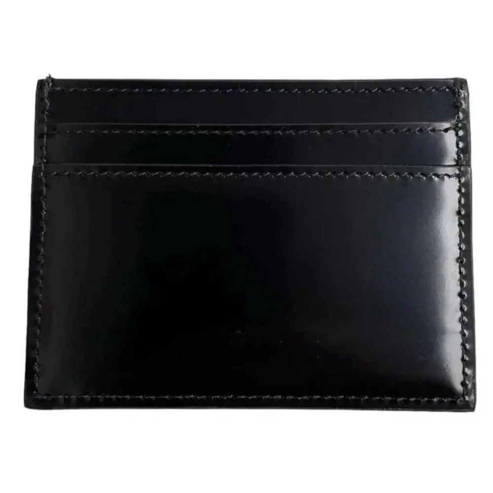 Saint Laurent Paris Black and Silver Patent Leather Card Holder New w/COA